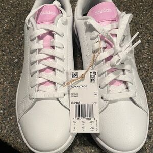 Adidas advantage pink and white sneakers size 9
